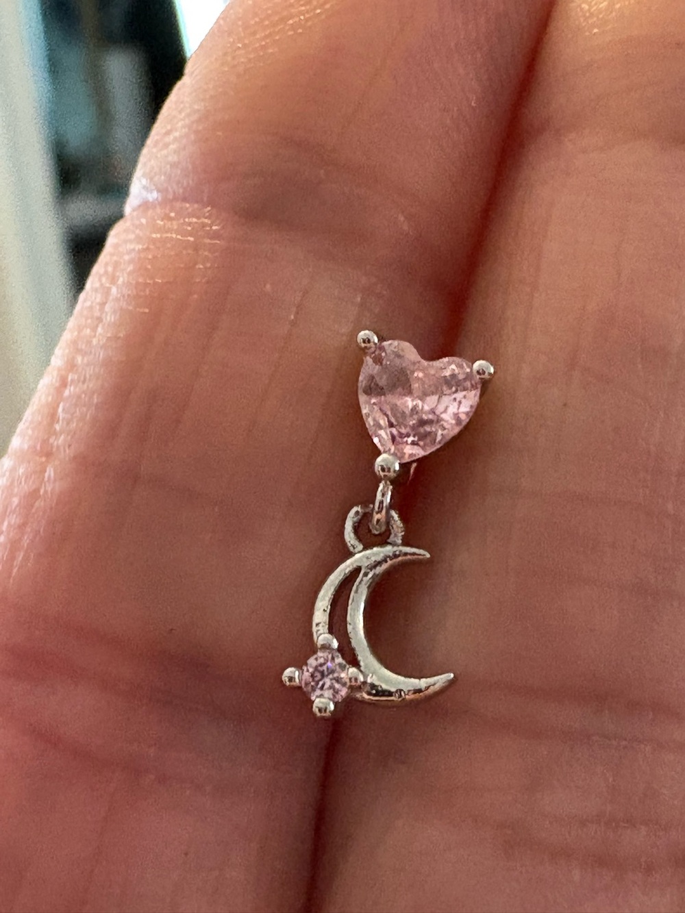 Nose Ring- 20G Pink Nose Stud Heart  Moon Nose Stud Ring NWT